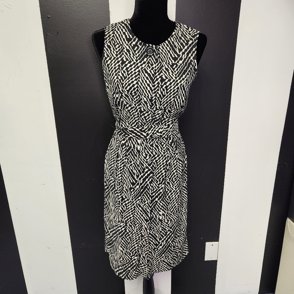 Abstract zebra full button dress